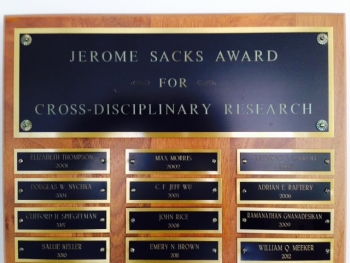 Jerome Sacks Award plaque