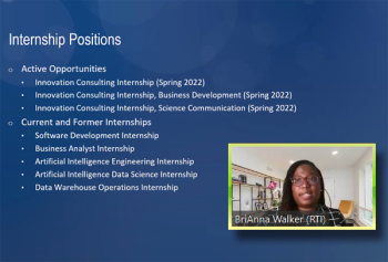 BriAnna Walker (RTI) describes the internship positions available at RTI.