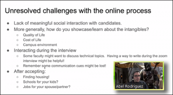 Abel Rodriguez (U of Washington) discusses some of the intangibles associated with an online hiring process.
