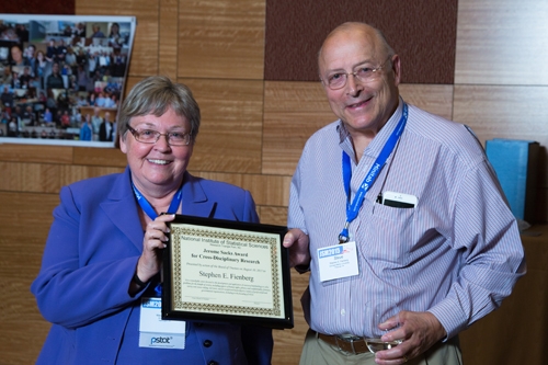 Steve Fienberg receives Sacks Award from Mary Batcher
